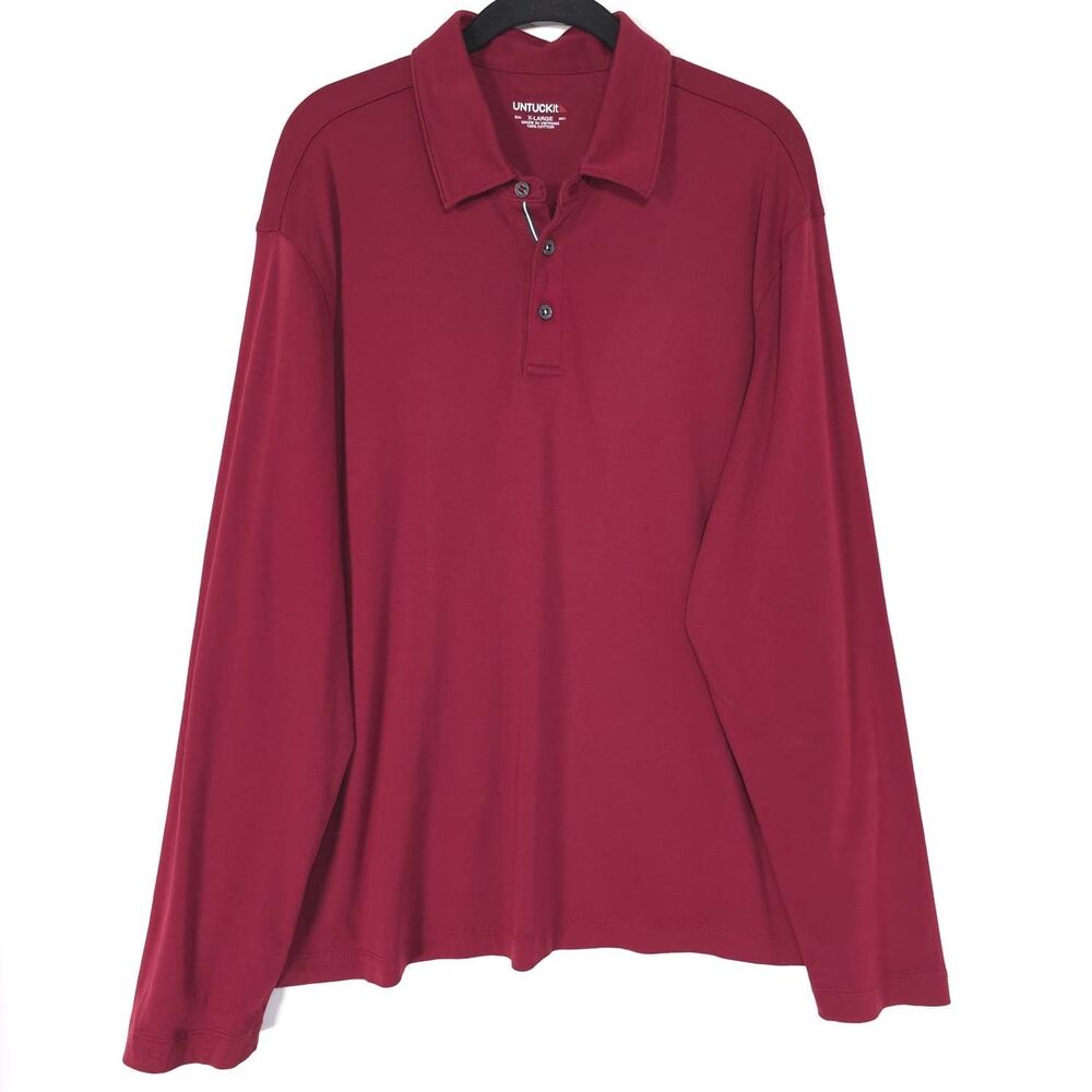 UNTUCKit Mens Shirt XL Stretch Red Fit Long Sleeve 100% Cotton DAMASCHINO 40251